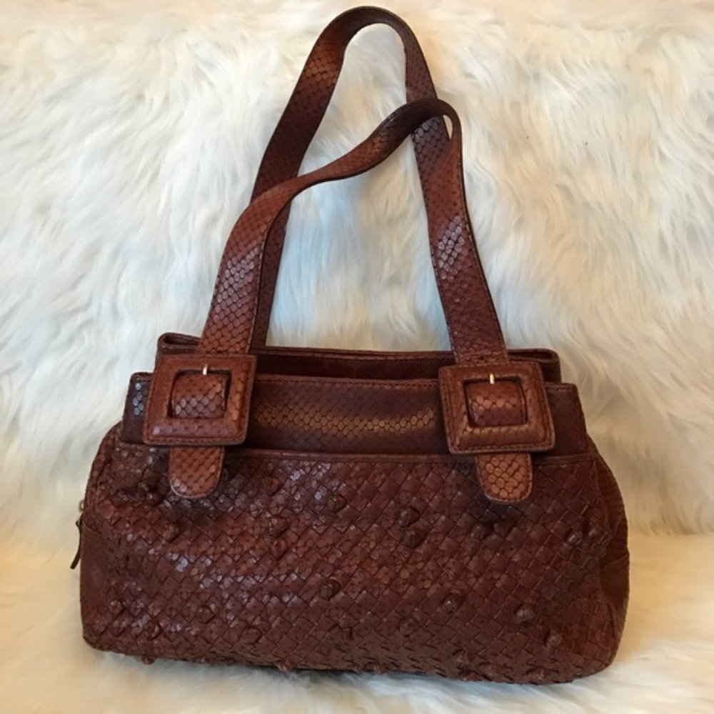 Perlina Large Woven Leather Satchel